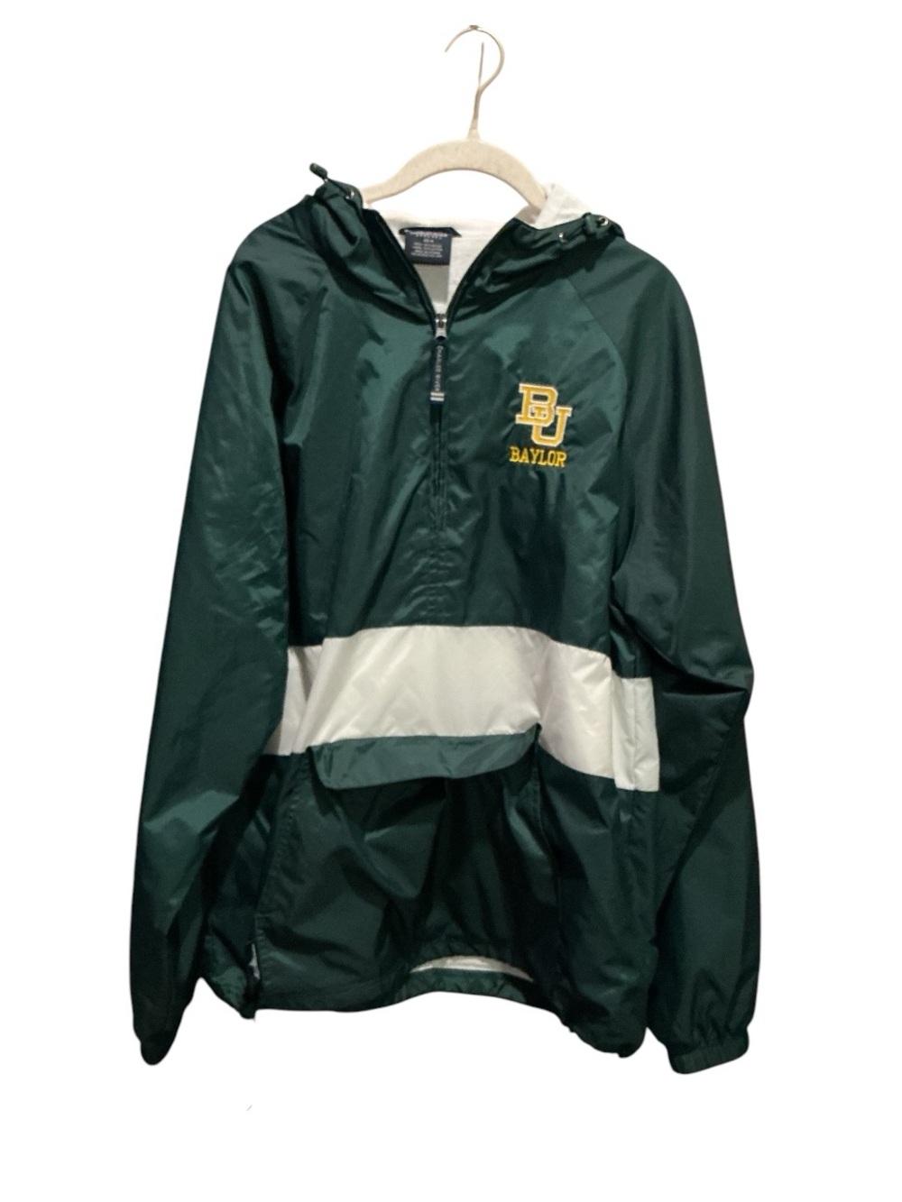 Baylor Bears Men’s Pullover Windbreaker 
With Hood, Charles River Apparel